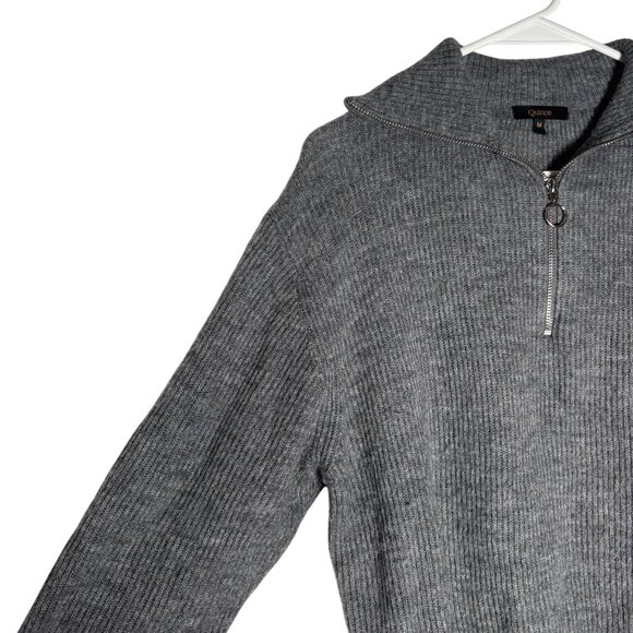Quince Baby Alpaca-Wool Quarter Zip Pullover Women's Size Medium in Charcoal Gra - Picture 2 of 5